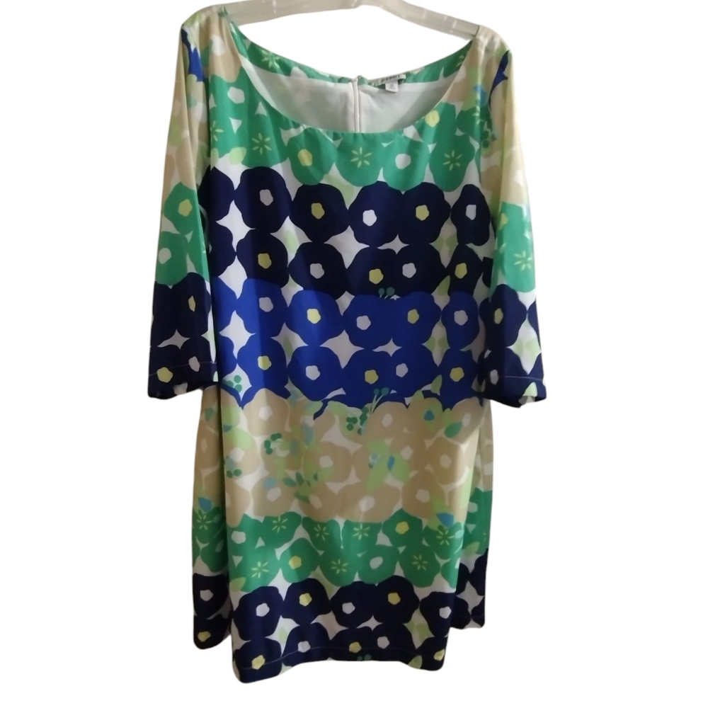 Old navy floral satin feel mini dress🌹XXL blue green midi